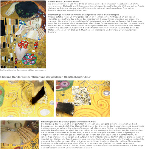 Referenzen Gemälde Kopien Gustav Klimt